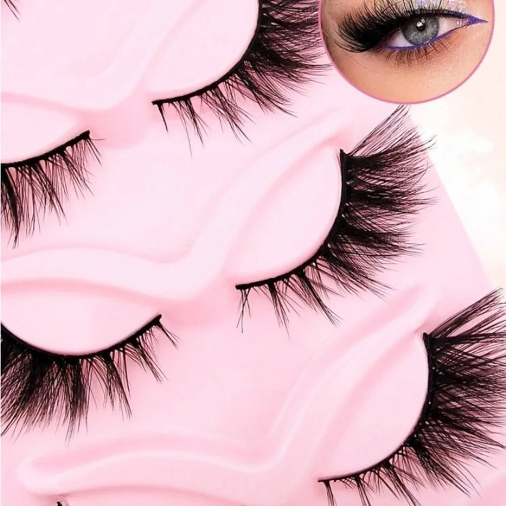 Voluminous Black Cat Eye False Eyelashes Set of 5